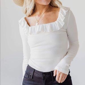 NWOT White Ruffle Bodysuit